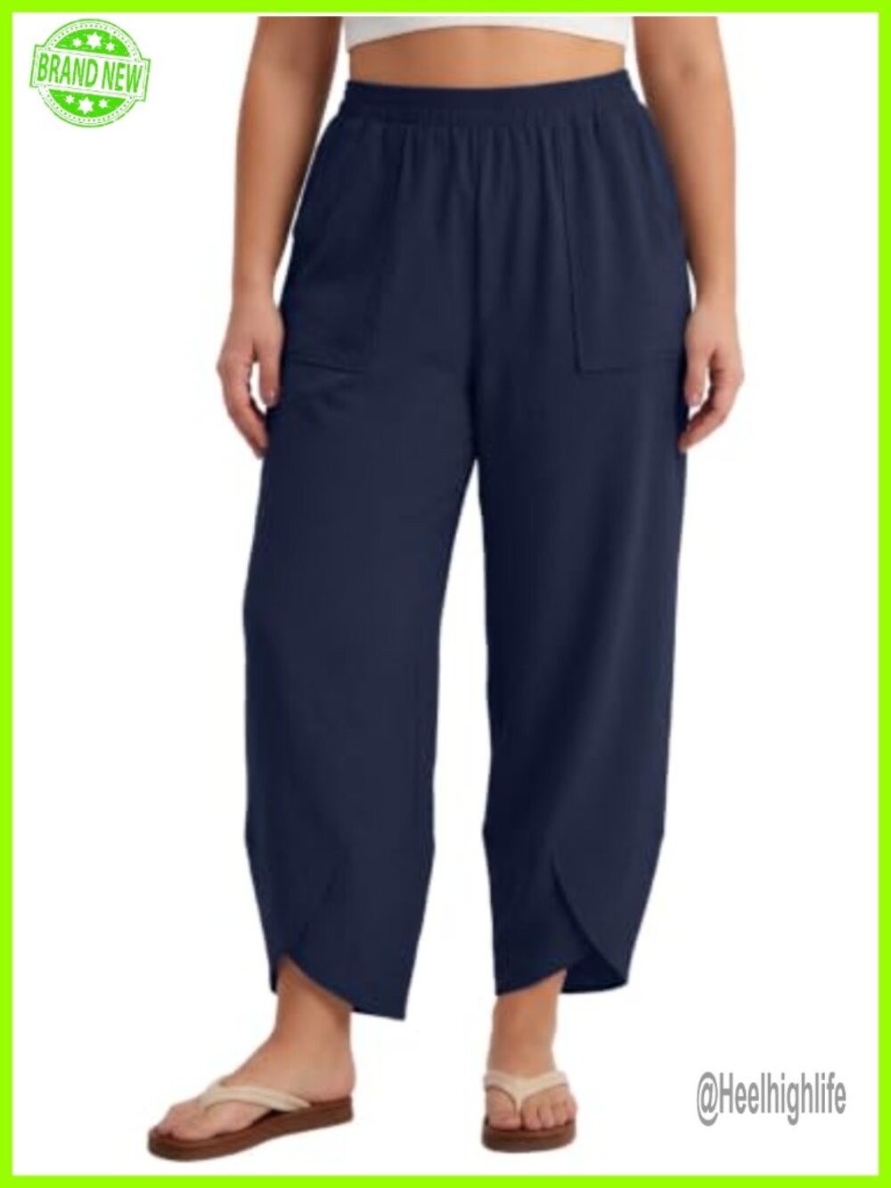 Plus Size Elastic Waist Palazzo Harem Pants with Pockets